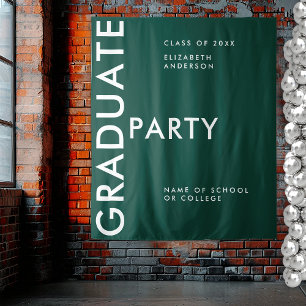 Bold Emerald Green Personalize Graduation Backdrop Tapestry