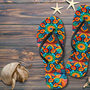 Bold Ethnic Mandala Flip Flops