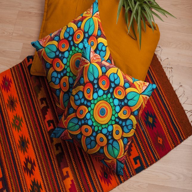 Bold Ethnic Mandala Throw Pillow (Creator Uploaded)