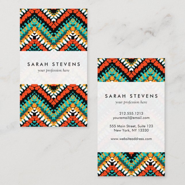 Bold Ethnic Native Tribal Pattern Business Card (Front/Back)