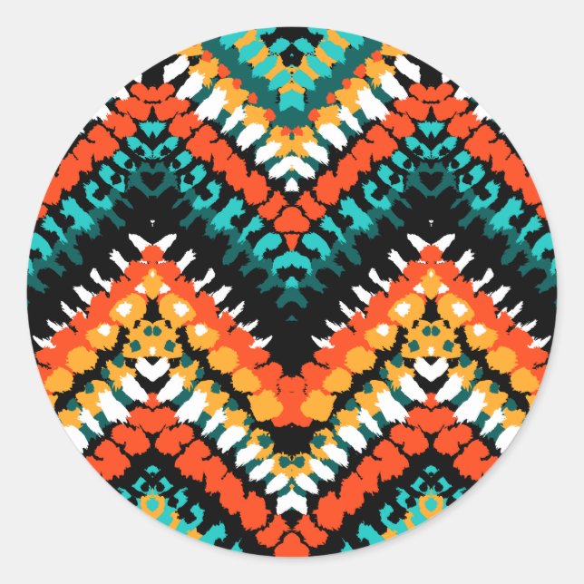 Bold Ethnic Native Tribal Pattern Classic Round Sticker (Front)