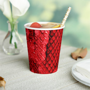 Bold exotic snake skin animal print pattern red paper cups