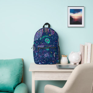 Bold Explorer: Abstract Maximalism  Printed Backpack