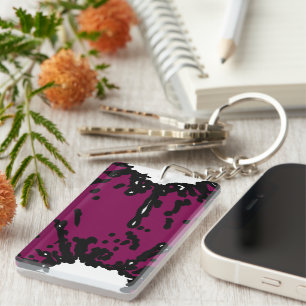 Bold Expression – Wine & Black Abstract Keychain