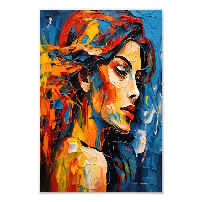 Bold Expressionist Female Portrait Abstract Art Photo Print (Front)