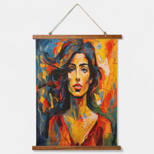 Bold Expressionist Woman Abstract Portrait Art Hanging Tapestry