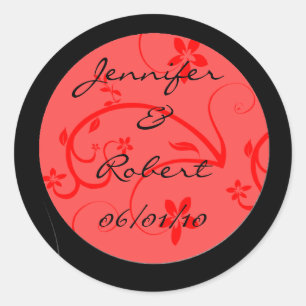 Bold Expressions: Scarlet Red and Black Monogram Classic Round Sticker