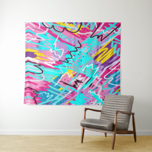 Bold Expressive Abstract Art Tapestry