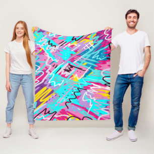 Bold Expressive Abstract Print Fleece Blanket