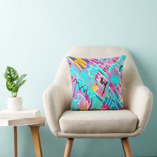 Bold Expressive Abstract Print Throw Pillow
