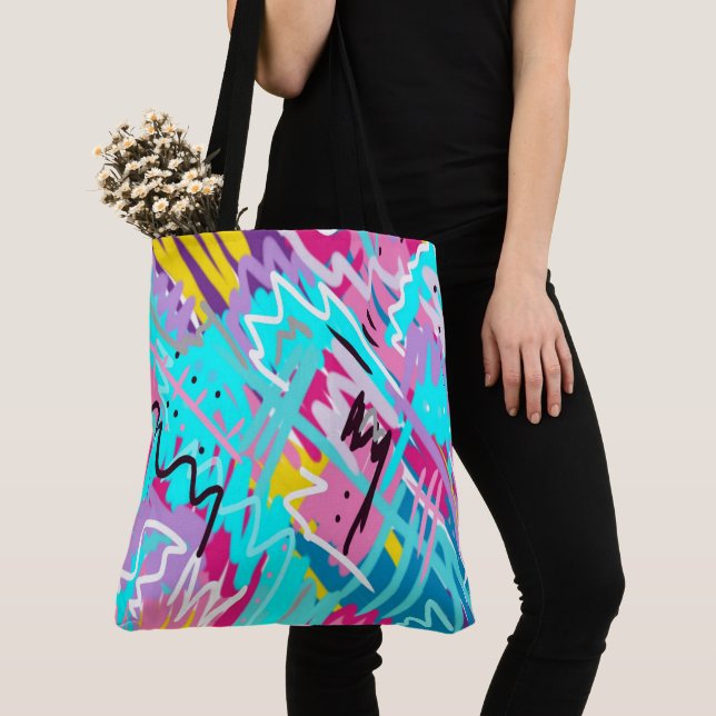 Bold Expressive Abstract Print  Tote Bag (Close Up)