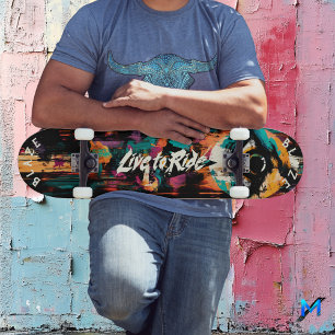 Bold Eye Graffiti Pop Art - Live to Ride Motto Skateboard