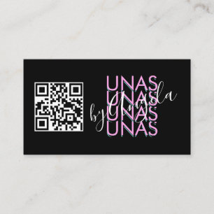 Bold Eyelashes Salon Nails Unas QR Code Pink Black Business Card