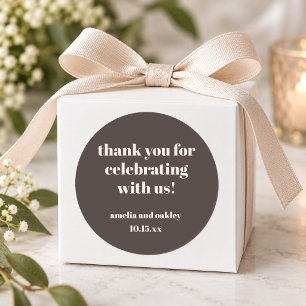 Bold Fall Brown Retro Custom Wedding Thank You Classic Round Sticker