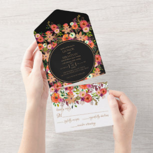 Bold Fall Floral Mariage All in One Invitation