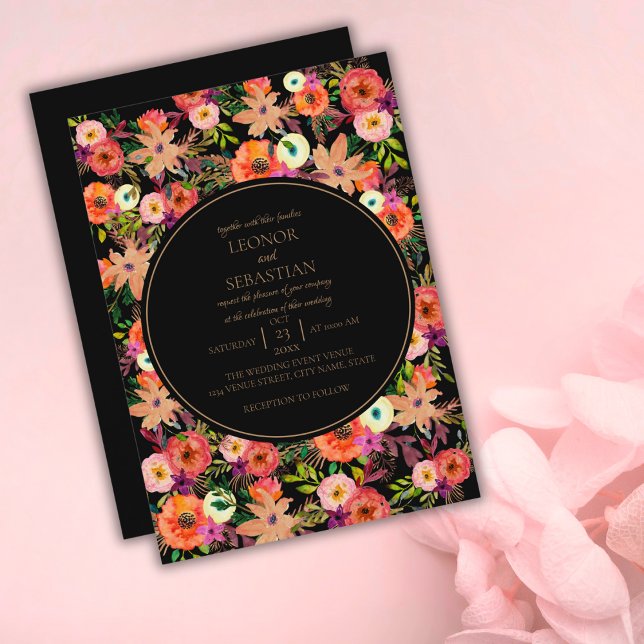 Bold Fall Floral Wedding Invitation (Creator Uploaded)