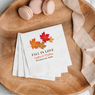 Bold Fall in Love Colourful Maple Wedding Napkin