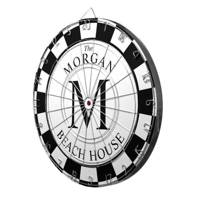 Bold Family Monogram Black | White Dartboard (Front Right)