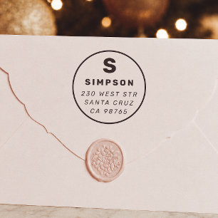 Bold Family Monogram Circular Return Address Self-inking Stamp