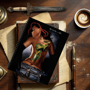Bold  Fantasy Dragon Tattoo Woman Notebook