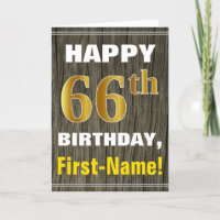 Bold, Faux Wood, Faux Gold 66th Birthday + Name