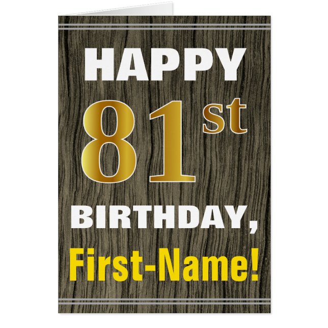 Bold, Faux Wood, Faux Gold 81ème anniversaire + No (Devant)