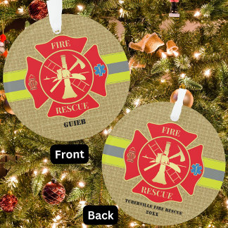 Bold Firefighter Maltese Cross Keepsake Ornament