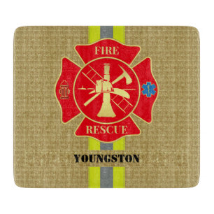 Bold Firefighter Maltese Cross Kitchen Design Cutting Board