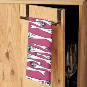 Bold Fish Pattern Tea Towel – Modern Pop Art Kitch