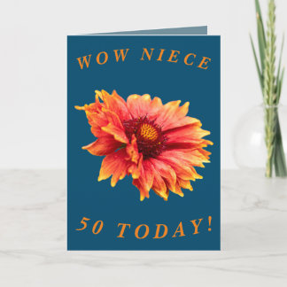 Bold Floral 50th Birthday Card for Niece