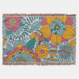 Bold Floral and Vines Throw Blanket
