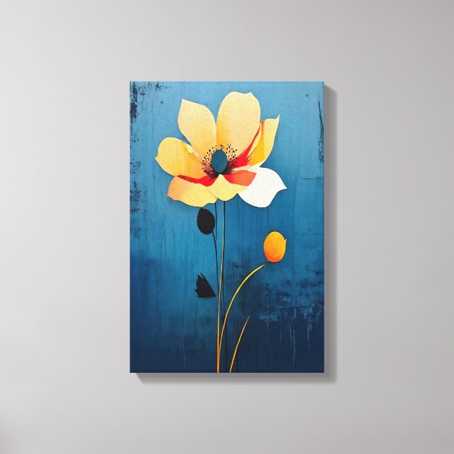 Bold Floral Art with Abstract Flower Canvas Print (Front)