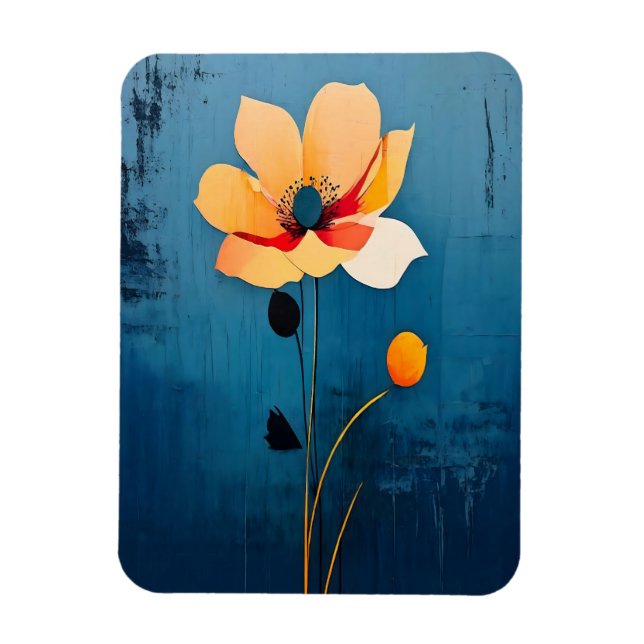 Bold Floral Art with Abstract Flower Magnet (Vertical)