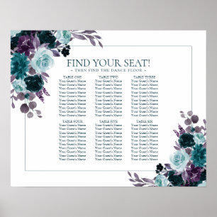 Bold Floral Botanical Watercolor Seating Chart