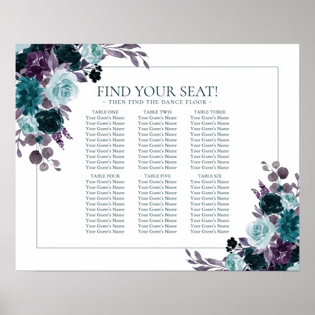 Bold Floral | Botanical Watercolor Seating Chart (Front)