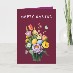 Bold Floral Bouquet Easter Greeting Card