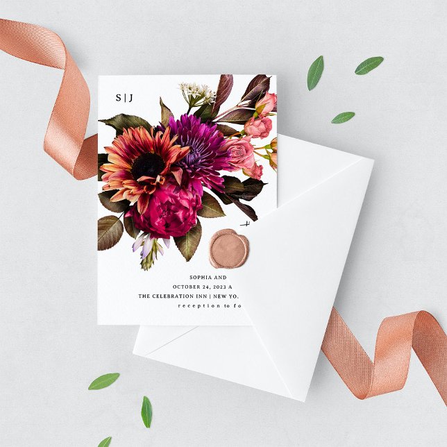 Bold Floral | Dramatic and Elegant Wedding Invitation (Creator Uploaded)