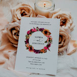Bold Floral | Dramatic and Elegant Wreath Wedding Invitation<br><div class="desc">These elegant and dramatic wedding invitations feature a wreath of colourful bold flowers (including rose,  sunflower,  dahlia,  tulip and more) on a simple white background for a sophisticated,  classy floral look.</div>