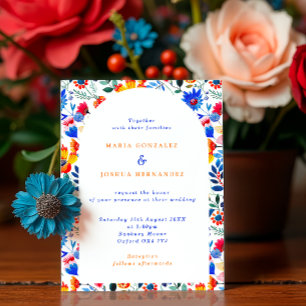 Bold Floral Folk Fiesta Wedding  Invitation