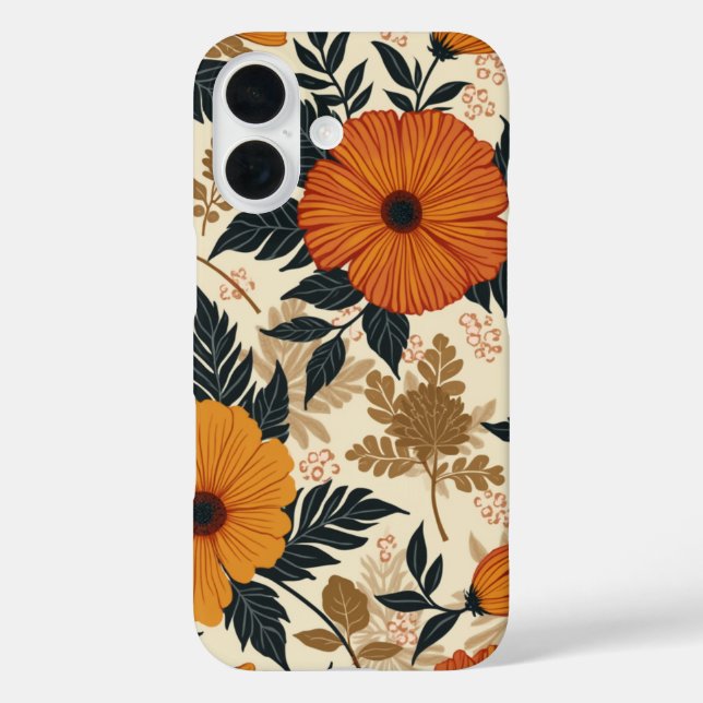 Bold Floral Geometry iPhone 16 Case (Back)