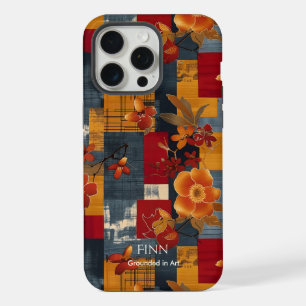 Bold Floral Harmony – Artistic Red & Gold iPhone 15 Pro Max Case