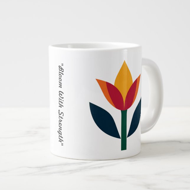 "Bold Floral Harmony" Large Coffee Mug (Front Right)