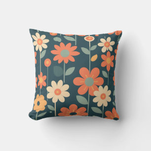 Bold Floral Illustration Design Throw Pillow