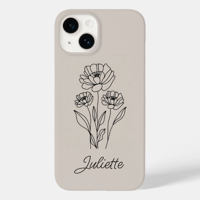 Bold Floral Line Art Minimalist Case-Mate iPhone Case (Back)