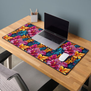 Bold Floral Pattern Desk Mat