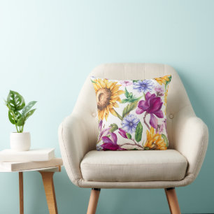 Bold floral pattern throw pillow
