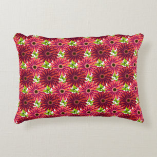 Bold Floral Pattern with Butterflies   Vibrant Red Accent Pillow