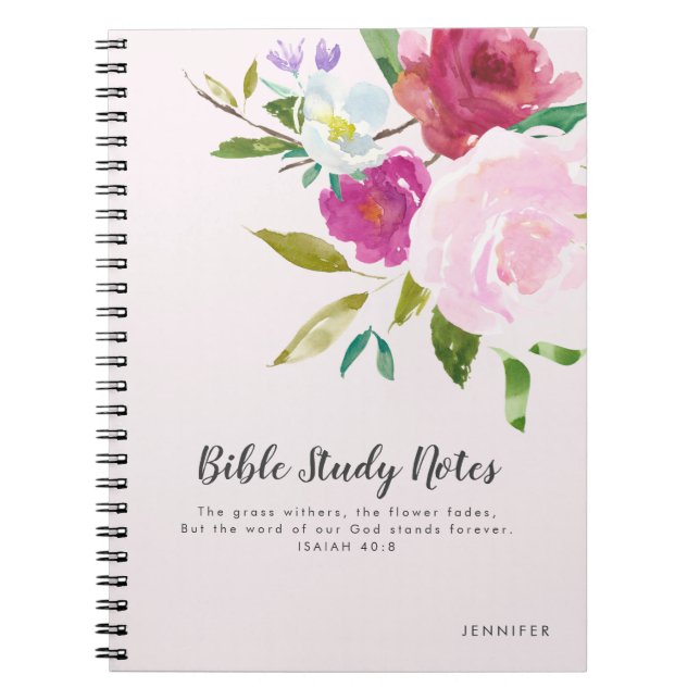 Bold Floral Personalized Bible Study Notebook (Front)