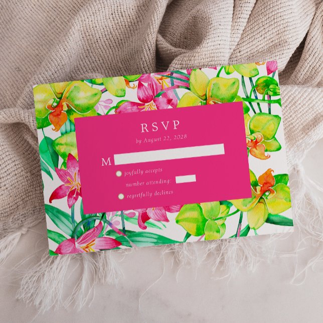 Bold Floral Pink Watercolor Wedding RSVP Enclosure Card (Creator Uploaded)