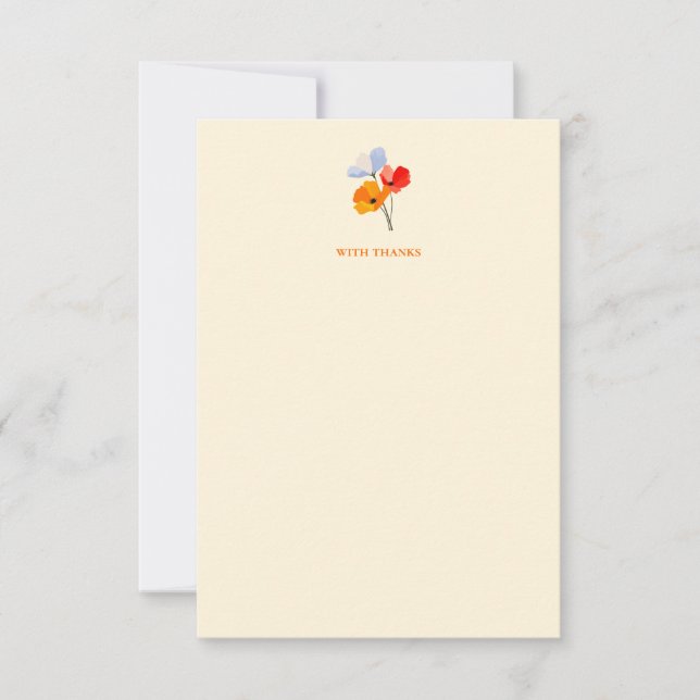 Bold Floral Poppy Thank You Cards (Front)